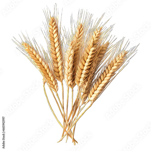 Wheat ears isolated on white png transparent  background