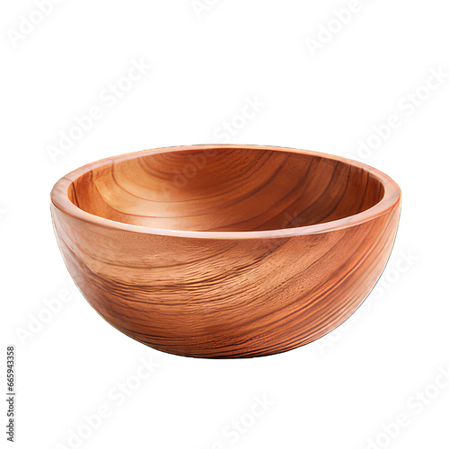 Wooden bowl isolated on PNG Transparent white background photo