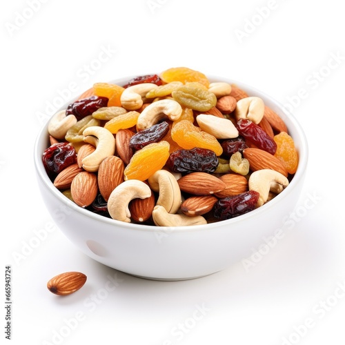 Wooden bowl with mixed nuts ,nuts mix for a healthy diet (cashew, pistachios, hazelnuts, walnuts, almonds) Generative Ai