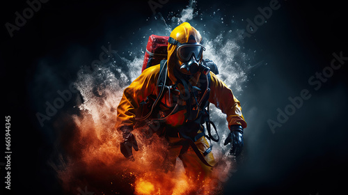 Fireman Walking Out Water & Fire © Roman P.