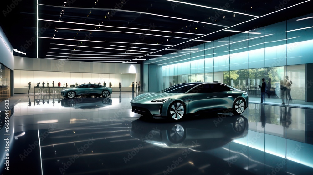 Modern automobile showroom with many modern cars Modern automobile showroom with many modern cars