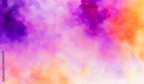 Hand painted watercolor background in violet and orange colours