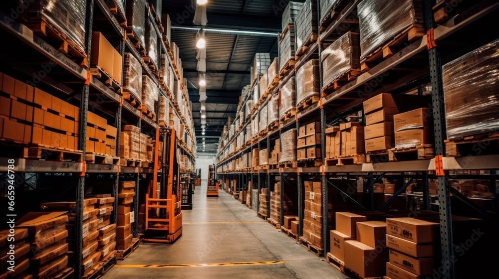 Fototapeta premium warehouse with many inventories and shelfs