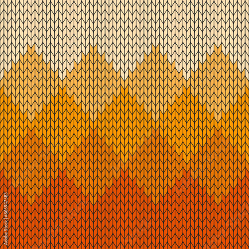 Orange gradient knitted pattern. knitted vector pattern. Seamless gradient pattern for clothing, wrapping paper, backdrop, background, gift card.	