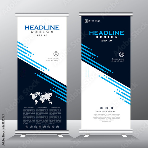 light blue color roll up banner template, vertical banner,  x banner, pull up banner presentation abstract geometric background, vector eps 10