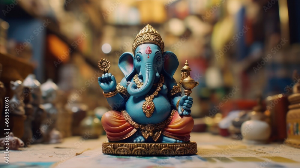 Fototapeta premium Ganesha statue in the temple wallpaper