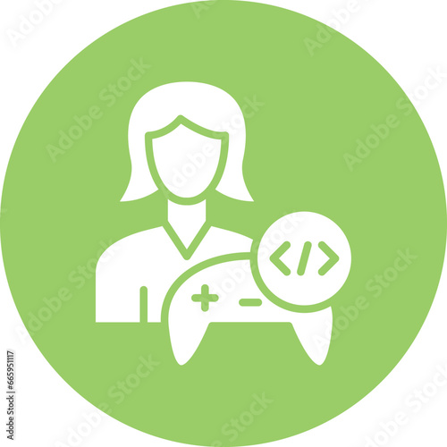 Vector Design Game Developer Female Icon Style