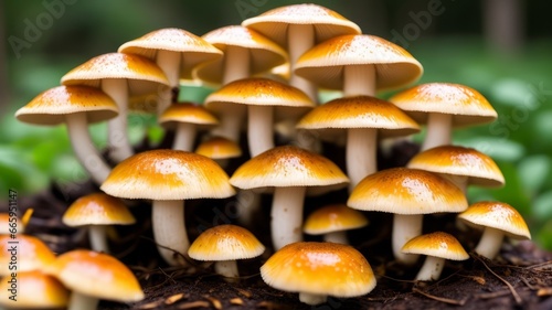 Golden Oyster Mushrooms Found in the Wild. AI Generated