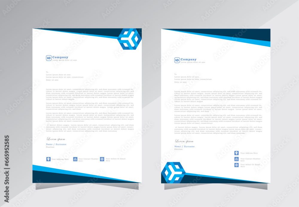 elegant blue letterhead template design