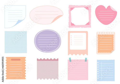 Blank paper notes, stickers, notepad sheets for to do list reminders, meeting, planning and schedule with notes.