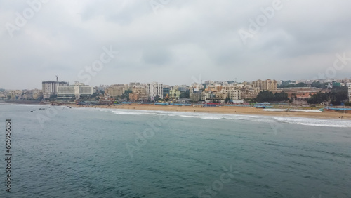 Visakhapatnam, India. Top View of Ramakrishna beach of Vizag city. © Rahul