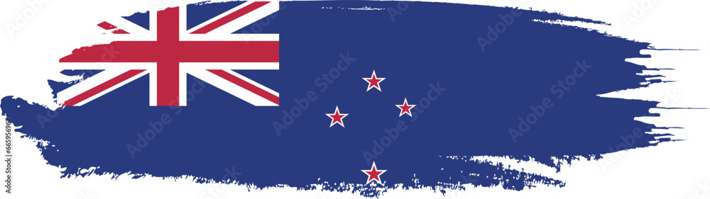 New Zealand flag on brush paint stroke.