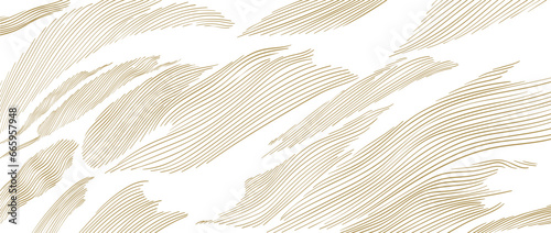 Naklejka Abstract landscape background with white and brown hand drawn line pattern vector. Ocean sea art with natural template. Banner design and wallpaper in vintage style