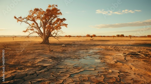 Parched Cracked Earth Representing Devastating Impact of Climate Change and Call for Environmental Action