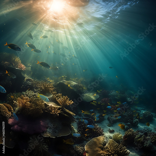 coral reef and fished in the sea