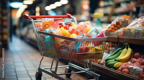 Full Shopping Cart Symbolizes Choice Abundance in Modern Consumer Society