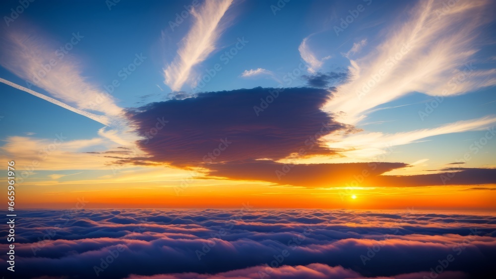 sky sunset over the clouds. AI Generated