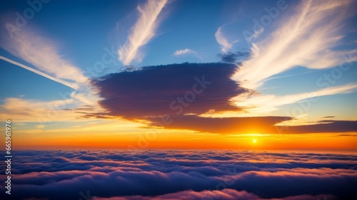 sky sunset over the clouds. AI Generated © DEER FLUFFY