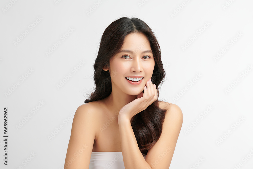 Beautiful young asian woman with clean fresh skin on white background, Face care, Facial treatment, Cosmetology, beauty and spa, Asian women portrait. Beautiful young asian woman with clean fresh skin on white background, Face care, Facial treatment, Cosmetology, beauty and spa, Asian women portrait.