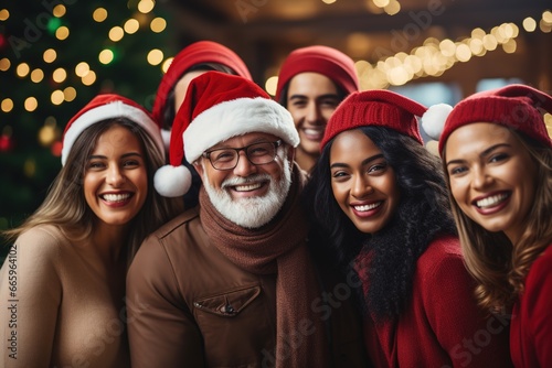 Christmas Festival, people of various nationalities showing happy expressions, Christ Festival, generative ai