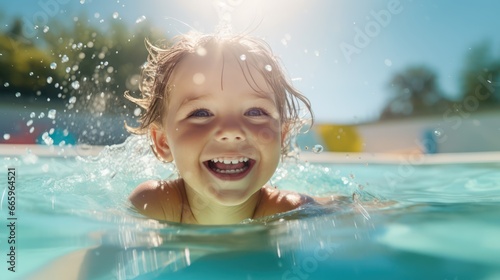 child playing in the pool