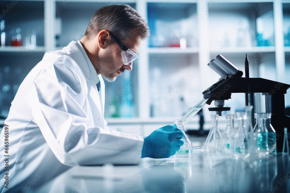Scientist carefully handles samples in the lab. This high-quality image provides copyspace for text, making it ideal for a range of healthcare and research concepts. Scientist carefully handles samples in the lab. This high-quality image provides copyspace for text, making it ideal for a range of healthcare and research concepts.
