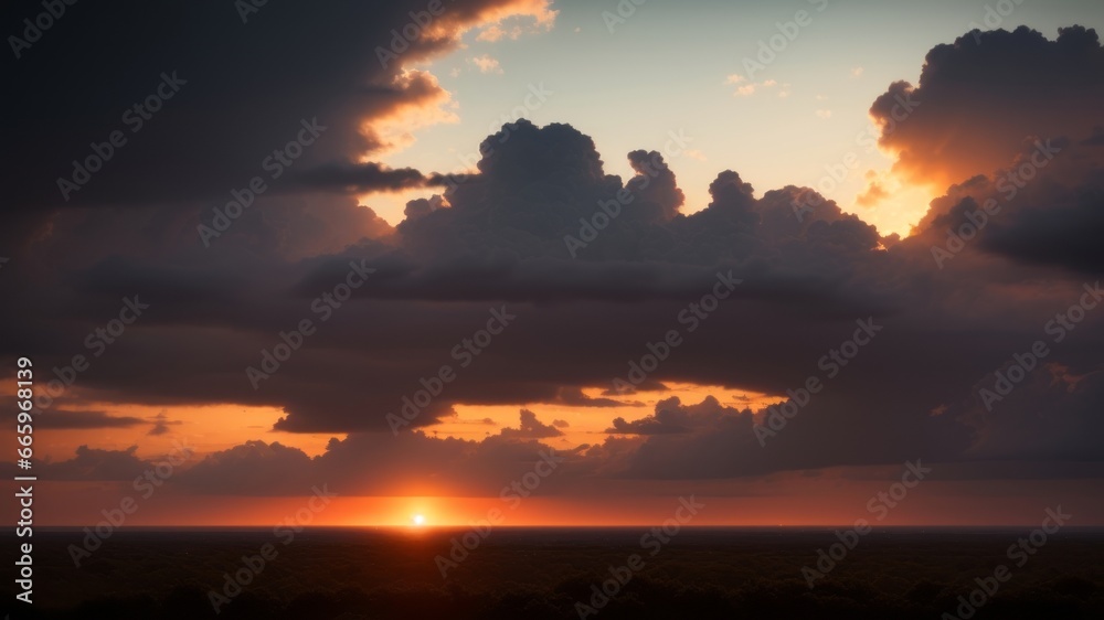 sky sunset over the clouds. AI Generated