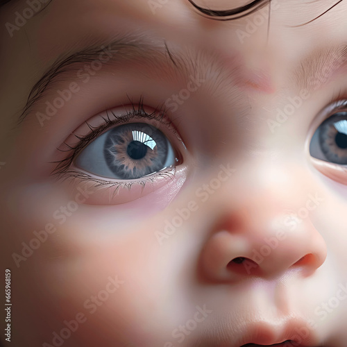 Close-up photo of a baby's rosy cheeks, captured with a macro lens Generative AI