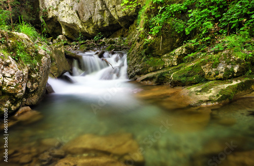 Fototapeta Naklejka Na Ścianę i Meble -  Small waterfall in stream in Gaderska dolina - Slovakia