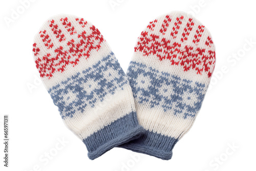 Christmas style gloves on white transparent background