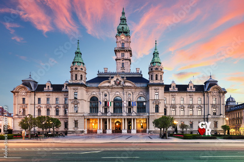 Hungary - Gyor at sunset, Town hall