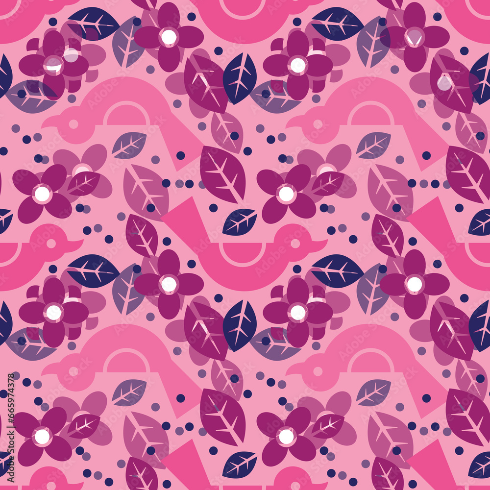 Naklejka premium Cute and Simple Bird Seamless Surface Pattern Design