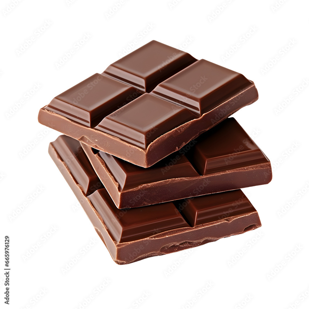 closeup stack of chocolate bar on transparent background. Chocolate bar element. Stack of Chocolate bar png