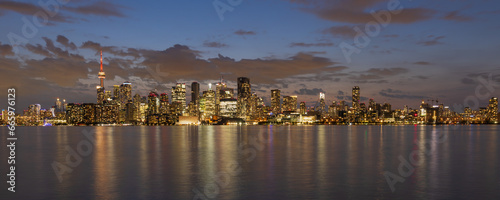 Panoramic skyline of Toronto at night, Canada