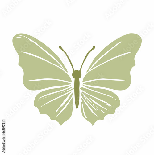 Vector isolated simple minimal graphic green color butterfly drawing. butterfly drawing coloring page.