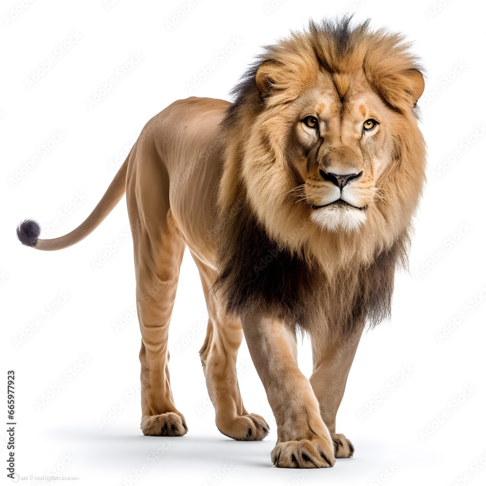 Lion isolated on white background.