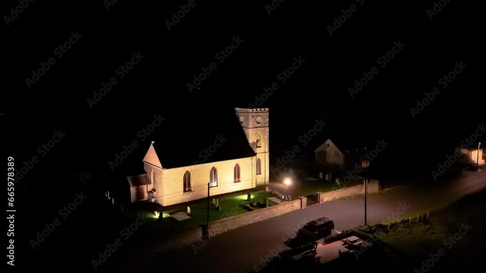 Aerial view the church of Ireland by Portnoo in County Donegal, Ireland. Aerial view the church of Ireland by Portnoo in County Donegal, Ireland.