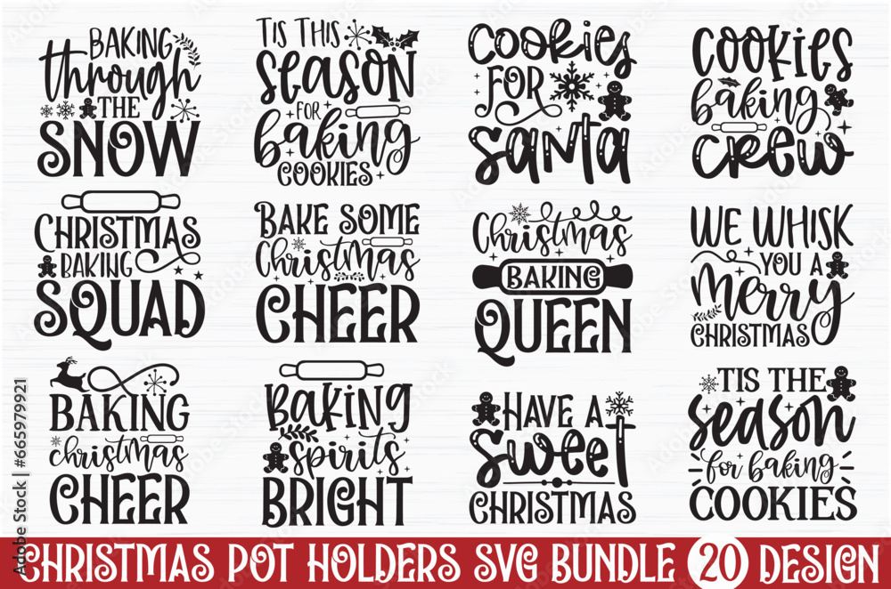 Christmas pot holders svg bundle 
