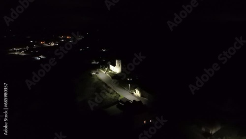 Aerial view the church of Ireland by Portnoo in County Donegal, Ireland. photo