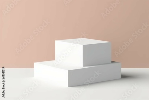 White cube podium platform isolated on 3d geometric background with blank box product stage stand minimal display or empty rectangle pedestal block object perspective mockup presentation show concept