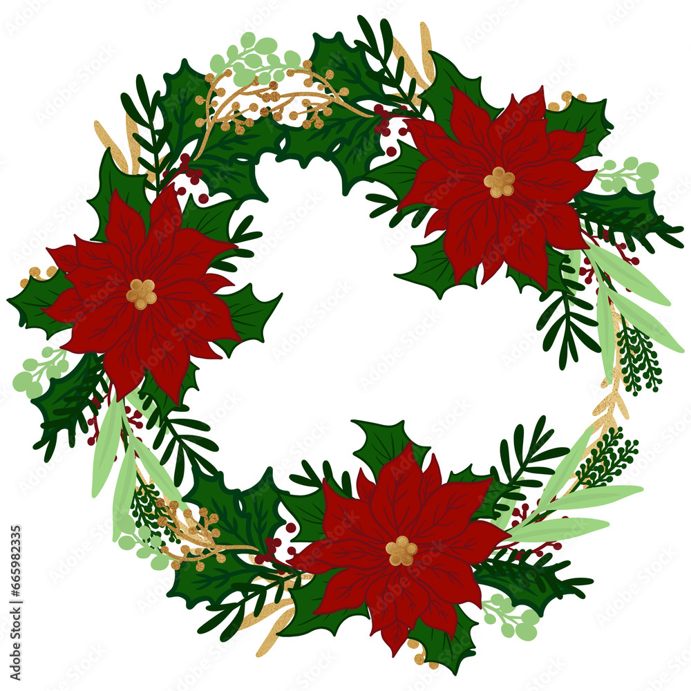 Christmas Poinsettia Wreath