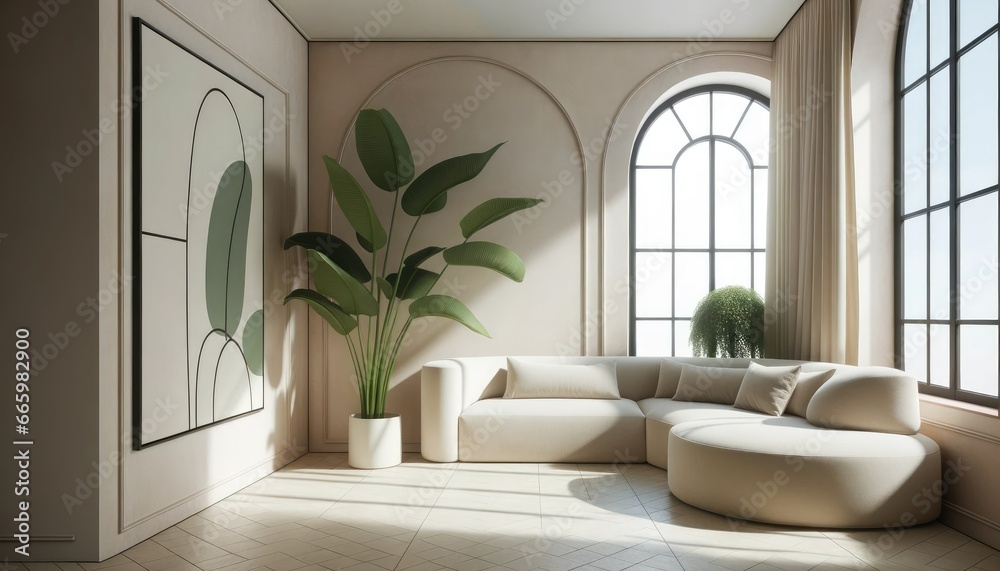 Photo capturing the essence of minimalist interior design in a modern living room