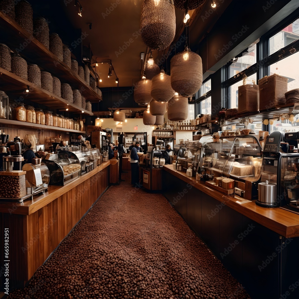 Coffee shop. Indoors. Generative AI.
