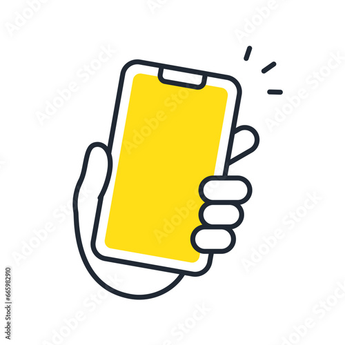 スマートフォンを持つ手のシンプルなベクターアイコンイラスト素材