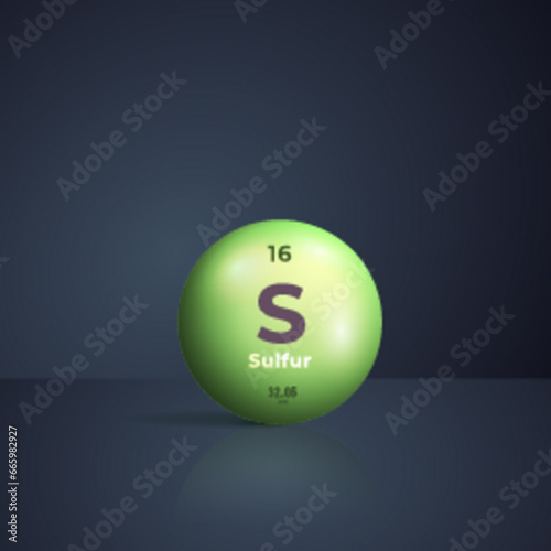 Periodic Table Element S Sulfur Illustration