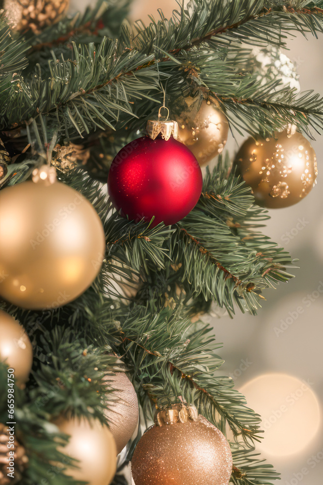 christmas balls decoration on a tree