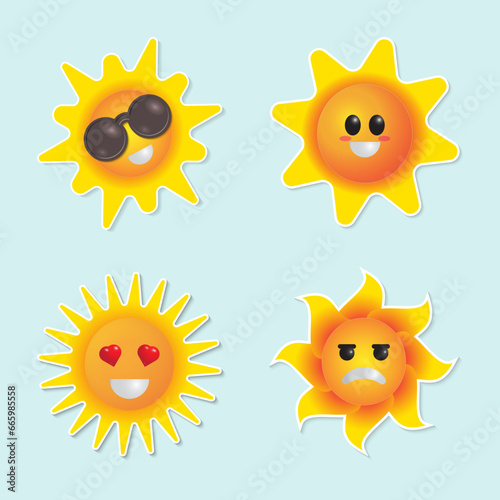 Cute sun character set
