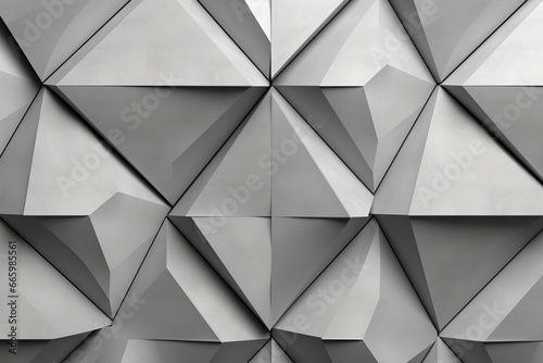 3D rendered concrete wall with triangular tile wallpaper featuring futuristic polished blocks. Generative AI