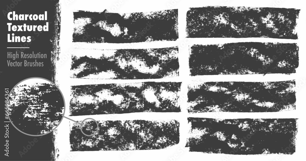 Charcoal Textured Lines. Created from scans of charcoal sketches. High Quality, Detailed Vector brushes