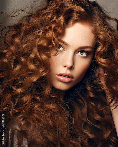 young girl with beautiful curly brown hair